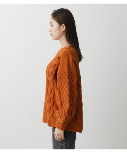 AZUL by moussy(アズールバイマウジー)/CHENILLE CABLE V／N KNIT TOPS/img41