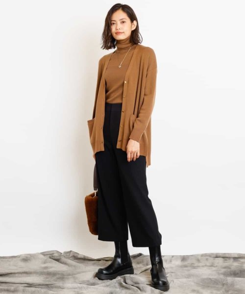 機能性素材 洗える 裏起毛ワイドクロップドパンツ ミッシェル クラン Michel Klein Magaseek