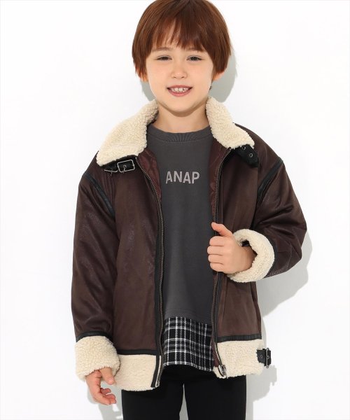 ANAP KIDS(アナップキッズ)/フェイクレザー裏ボアB3ジャケット/img05