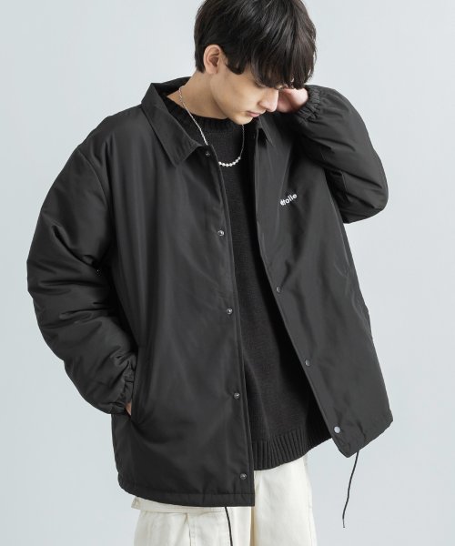 セール コーチジャケット 中綿 メンズ レディース アウター ブルゾン ビッグシルエット オーバーサイズ ルーズ ゆったり 大きい 軽量 防寒 暖かい あったか 刺繍 ロッキーモンロー Rocky Monroe Magaseek