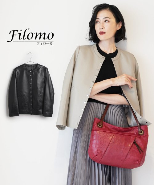 Filomo(フィローモ)/[Filomo]ラムレザーノーカラージャケットドットボタン/img01