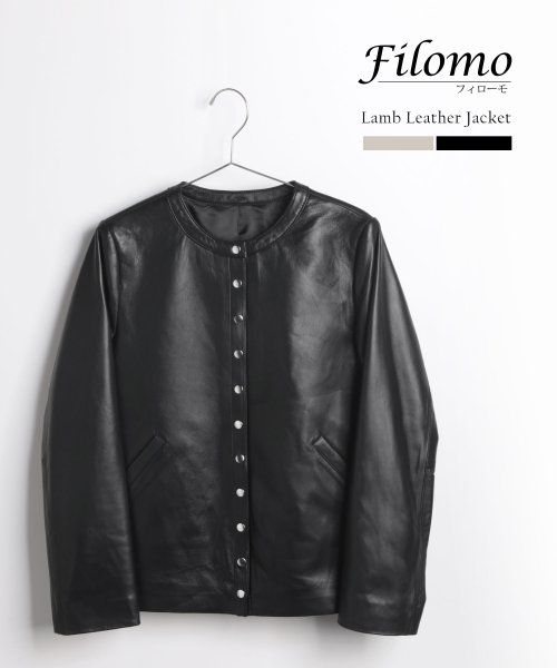 Filomo(フィローモ)/[Filomo]ラムレザーノーカラージャケットドットボタン/img08