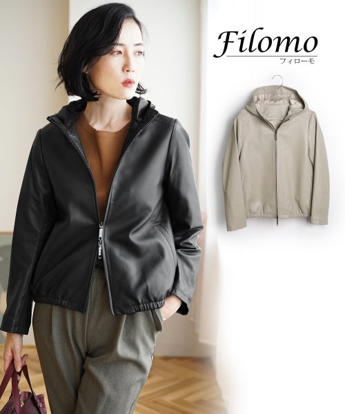 Filomo(フィローモ)/[Filomo]ラムレザーフード付きジャケットジップアップ/img01