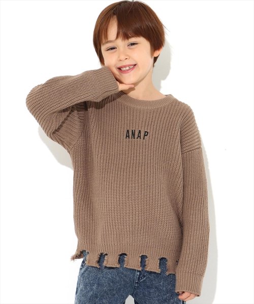 ANAP KIDS(アナップキッズ)/畦編みダメージニットトップス/img02