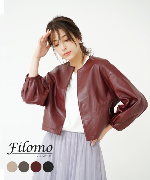 Filomo(フィローモ)/[Filomo]ラムレザーノーカラージャケット/img01