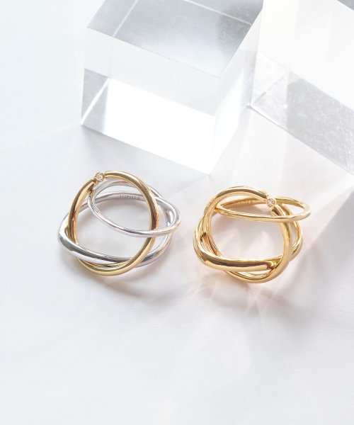 【SV925】ダイヤモンドリング/rainbow reflection/ゴールド 