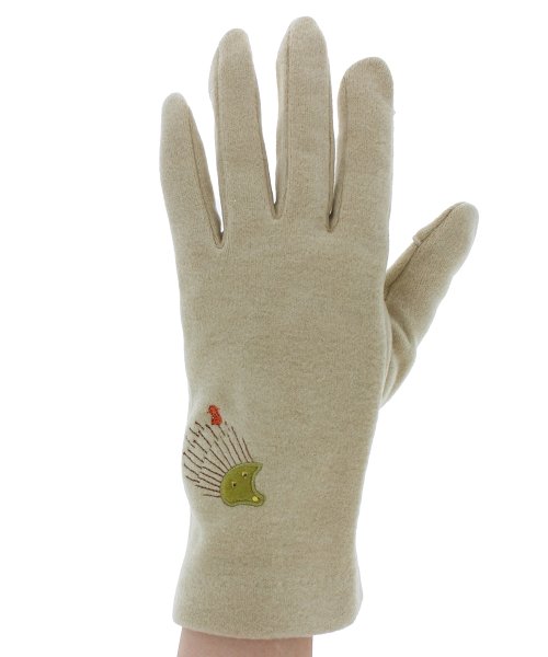 PICONE(ピッコーネテブクロ)/ピッコーネ PICONE レディース 手袋 女性用 タッチパネル対応 スマホ アップリケ 刺繍 はりねずみ とり/img04