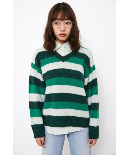 LAGUA GEM(ラグアジェム)/WIDE BORDER OVER KNIT TOPS/img02