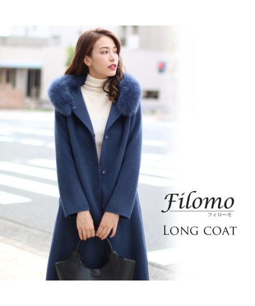 Filomo(フィローモ)/[Filomo] カシミヤ混ロングコート フォックスファー襟付き/img10