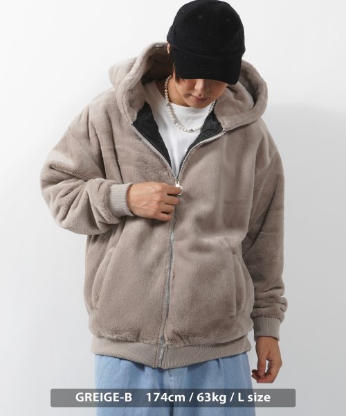 1111clothing(ワンフォークロージング)/ファー ジャケット メンズ パーカー レディース ビッグシルエット アウター オーバーサイズ ブルゾン ジップパーカー フード フーディ 防寒 暖かい 軽い 大/img25