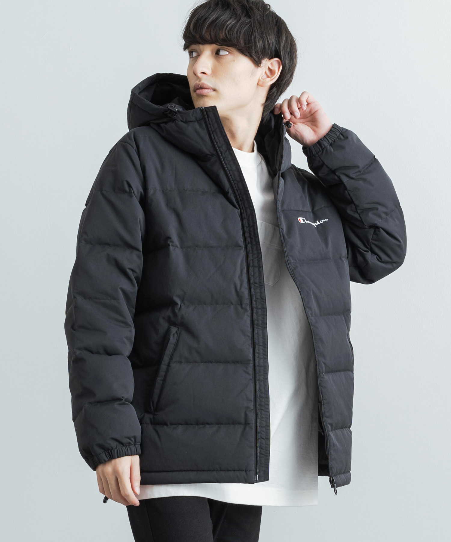 Champion チャンピオン ダウンジャケット メンズ レディース アウター BASIC ベーシック フード パーカー 防寒 防風 無地 シンプル カジュアル