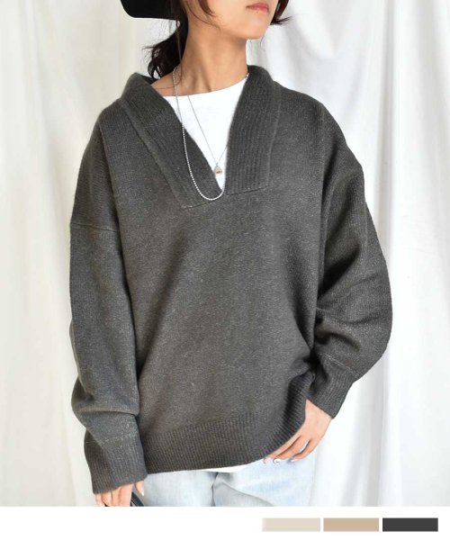 ARGO TOKYO(アルゴトウキョウ)/キーネックニットトップス　25103　Key neck knit tops/img01