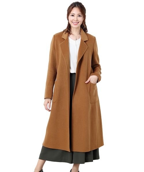 カシミヤ ガウン ロング コート 着丈115cm カシミヤ100 ダブルフェイス レディース サンキョウショウカイ Sankyoshokai Magaseek