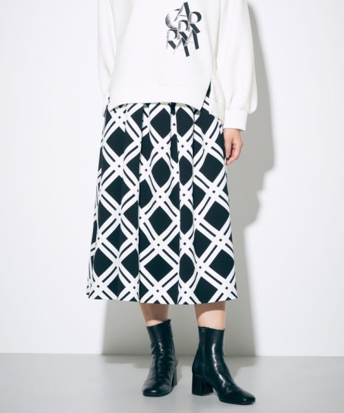 バイアスチェック裏毛スカート 