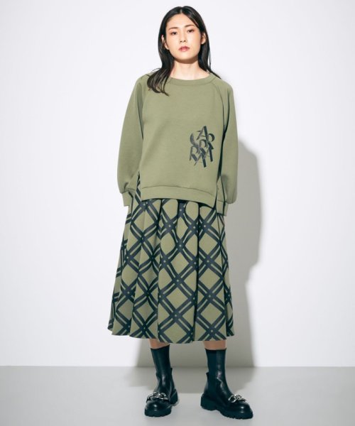 バイアスチェック裏毛スカート 