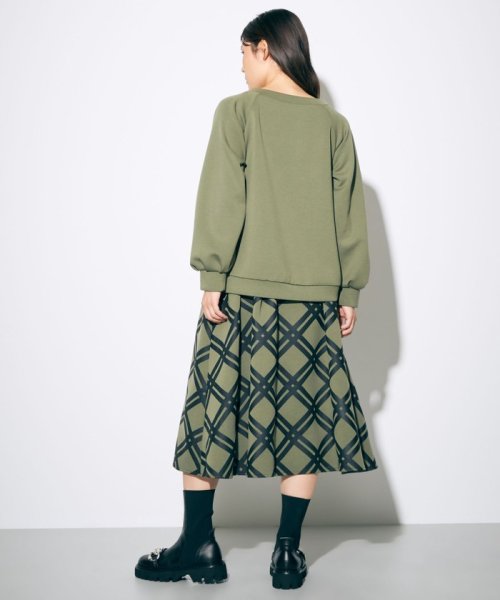 バイアスチェック裏毛スカート 