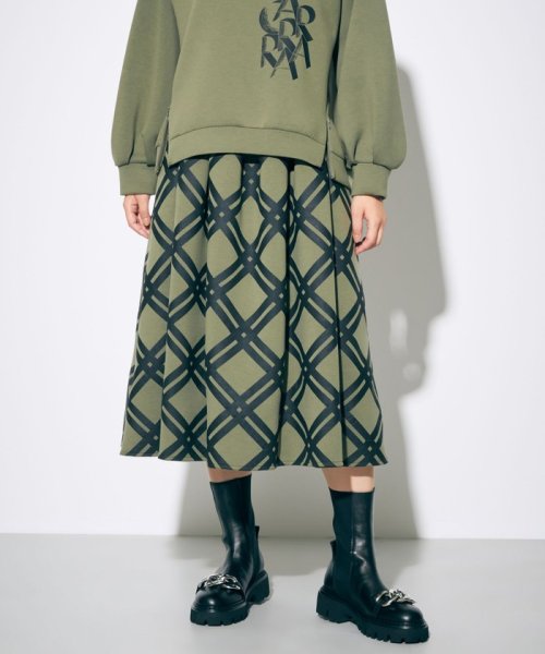 バイアスチェック裏毛スカート 