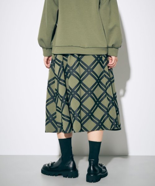 バイアスチェック裏毛スカート 