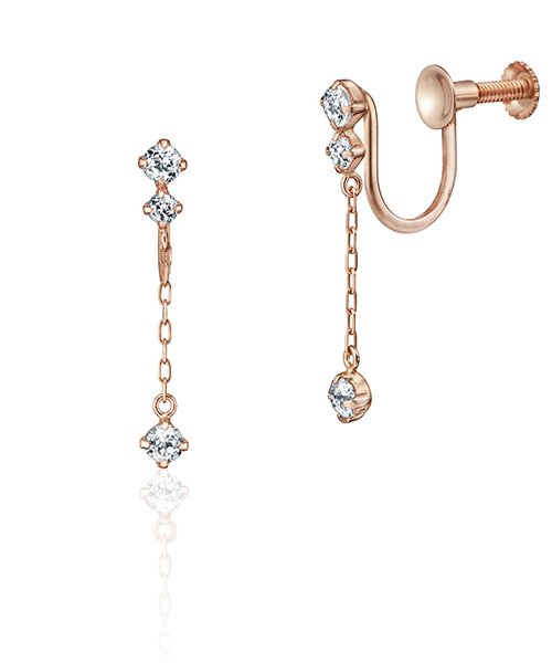 K10ピンクゴールドイヤリング 