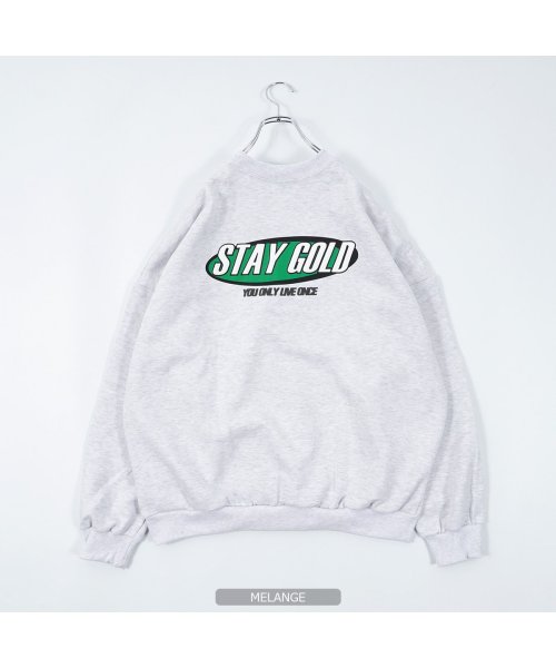 1111clothing(ワンフォークロージング)/ビッグシルエット トレーナー メンズ スウェット レディース ◆STAY GOLD 発泡プリント ビッグトレーナー◆ オーバーサイズ スエット 裏起毛 綿100/img08