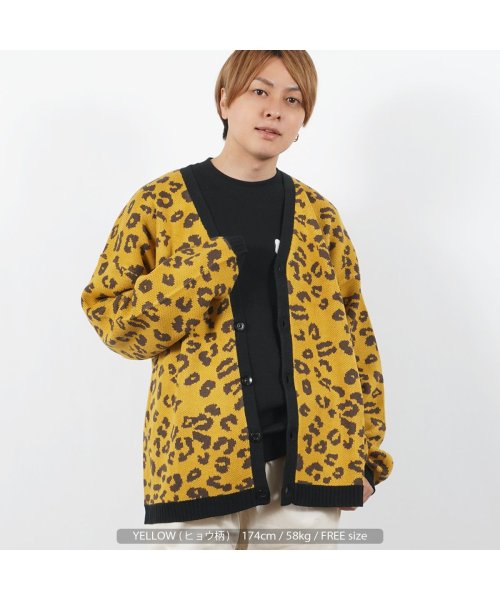 1111clothing(ワンフォークロージング)/ニット カーディガン メンズ カーデ レディース ビッグシルエット ◆Wジャガード 総柄 ビッグカーディガン◆ オーバーサイズ vカーデ トップス 長袖 アウタ/img14