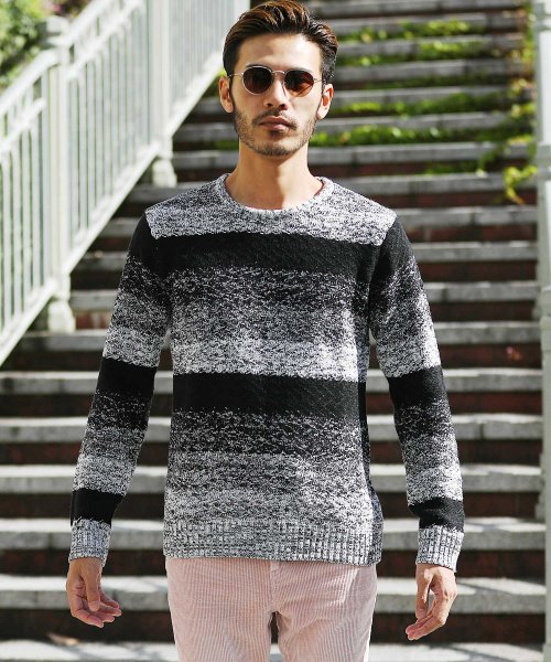 ジギーズショップ Jiggys Shop グラデーションニット ニット セーター メンズ クルーネック 薄手 トップス 柄 ボーダー Magaseek