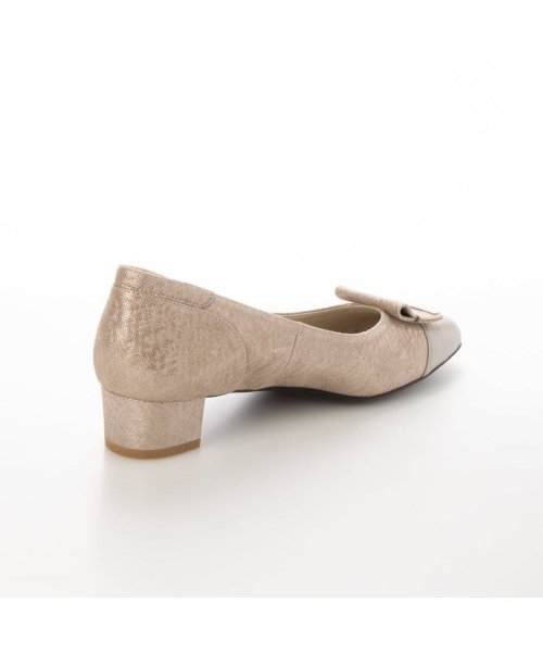 【3E】ローヒールスクエアパンプス 3E 本革