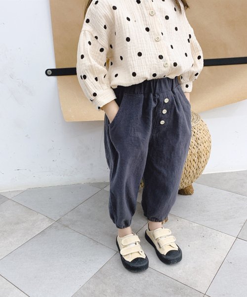 aimoha(aimoha（アイモハ）)/aimoha－KIDS－ 新作 韓国子供服 ボタン付きテーパードパンツ 韓国ファッション/img09