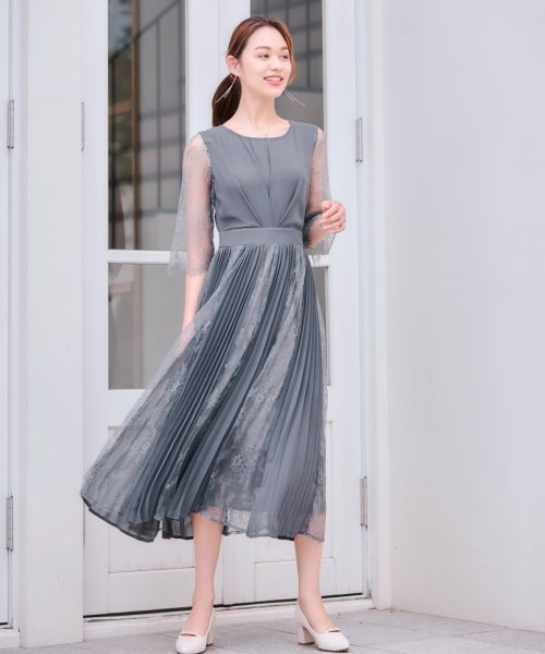 DRESS+(ドレス プラス)/レースシフォンドッキングワンピース パーティードレス/img01