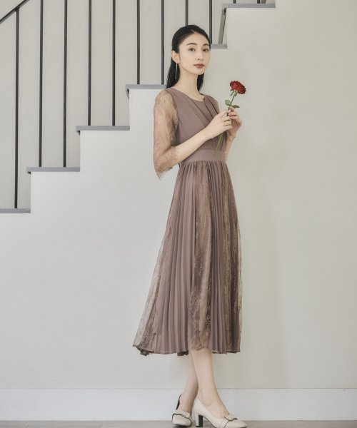 DRESS+(ドレス プラス)/レースシフォンドッキングワンピース パーティードレス/img09