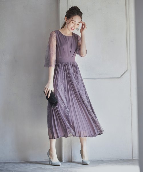 DRESS+(ドレス プラス)/レースシフォンドッキングワンピース パーティードレス/img25