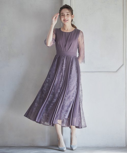 DRESS+(ドレス プラス)/レースシフォンドッキングワンピース パーティードレス/img28