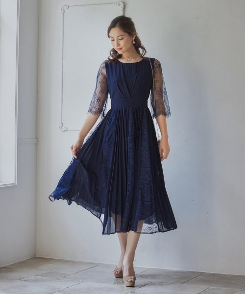 DRESS+(ドレス プラス)/レースシフォンドッキングワンピース パーティードレス/img43