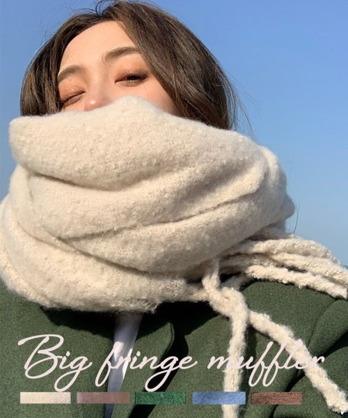 ARGO TOKYO(アルゴトウキョウ)/Big fringe muffler 26005　ビッグフリンジマフラー　マフラー　ビッグマフラー　小物　グッズ　冬グッズ　大判マフラー/img01