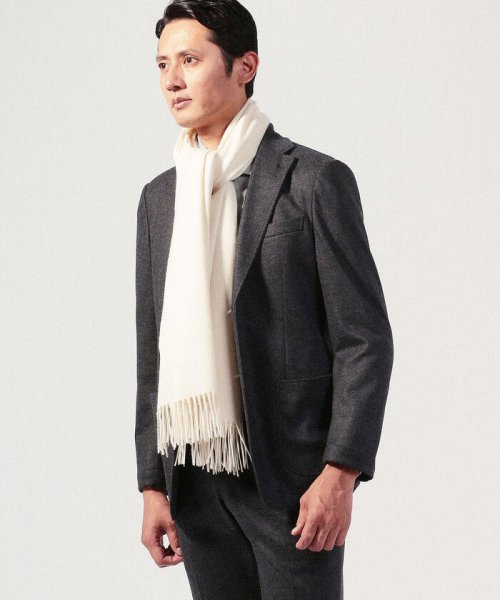 ウールカシミヤ フリンジマフラー 