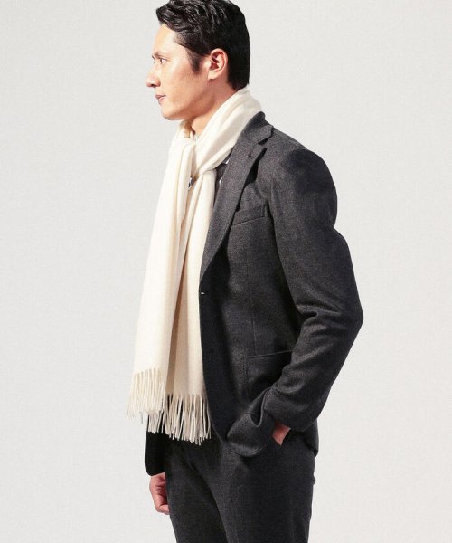 ウールカシミヤ フリンジマフラー 
