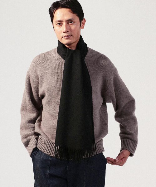 ウールカシミヤ フリンジマフラー 