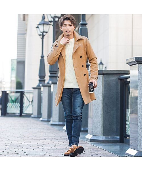 CavariA フェイクスウェードトレンチコート メンズ ロング 細身 フェイクスウェード スエード きれいめ カジュアル 秋 冬 【A】 フェイクスウェードトレンチコート メンズ ロング 細身 フェイクスウェード スエード きれいめ カジュアル