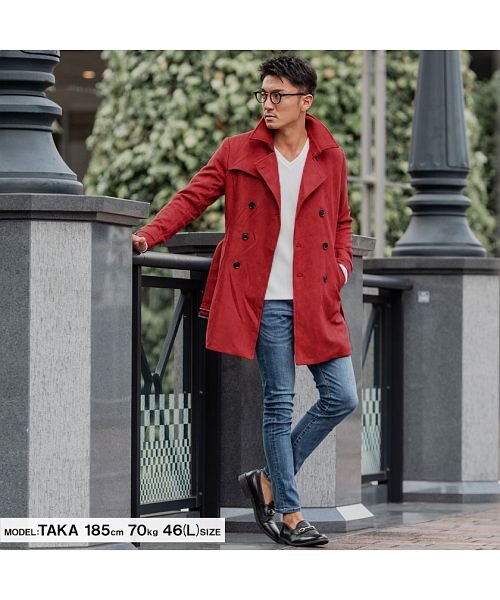 CavariA フェイクスウェードトレンチコート メンズ ロング 細身 フェイクスウェード スエード きれいめ カジュアル 秋 冬 【A】 フェイクスウェードトレンチコート メンズ ロング 細身 フェイクスウェード スエード きれいめ カジュアル