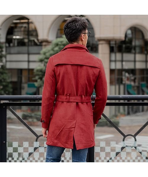 CavariA フェイクスウェードトレンチコート メンズ ロング 細身 フェイクスウェード スエード きれいめ カジュアル 秋 冬 【A】 フェイクスウェードトレンチコート メンズ ロング 細身 フェイクスウェード スエード きれいめ カジュアル