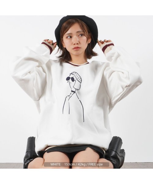 1111clothing(ワンフォークロージング)/トレーナー メンズ スウェット レディース ビッグシルエット ◆ウールライク エモーショナル トレーナー◆ オーバーサイズ トップス 長袖 マチルダ トレーナー/img07