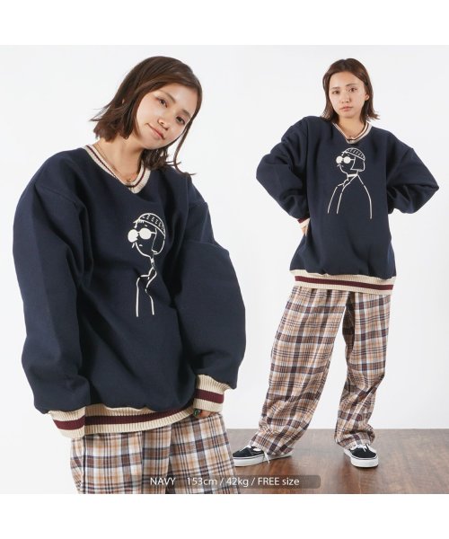 1111clothing(ワンフォークロージング)/トレーナー メンズ スウェット レディース ビッグシルエット ◆ウールライク エモーショナル トレーナー◆ オーバーサイズ トップス 長袖 マチルダ トレーナー/img14