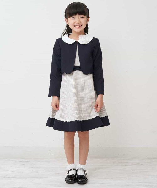 a.v.v(KID'S)(アー・ヴェ・ヴェキッズ)/[110－130]【セレモニースタイル／3点セット】チェック柄ワンピース＆襟付きジャケットセット/img24