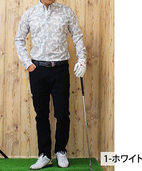 TopIsm(トップイズム)/吸湿速乾 ゴルフポロシャツ メンズ ストレッチ 長袖 ゴルフウェア カモフラ 迷彩柄/img02