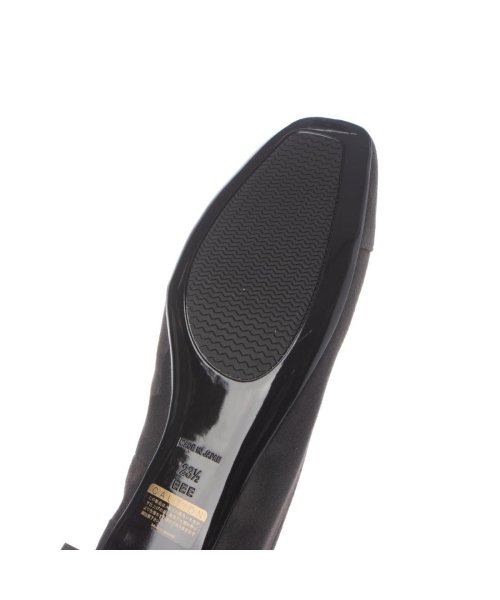 【3E】ローヒールスクエアパンプス 3E 本革