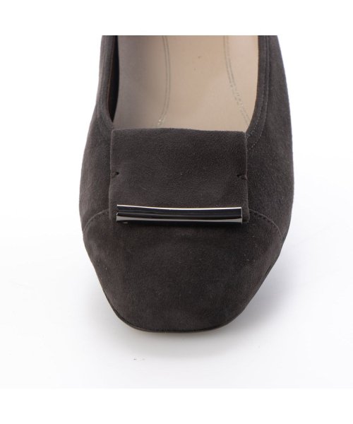 【3E】ローヒールスクエアパンプス 3E 本革