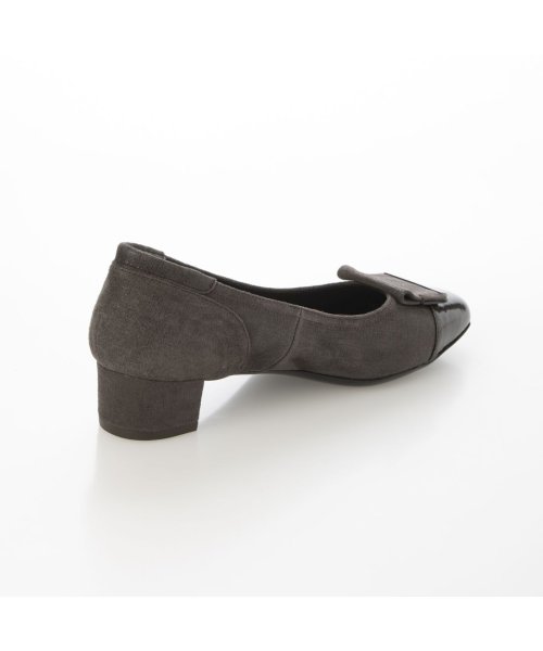 【3E】ローヒールスクエアパンプス 3E 本革