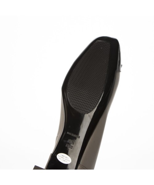 【3E】ローヒールスクエアパンプス 3E 本革