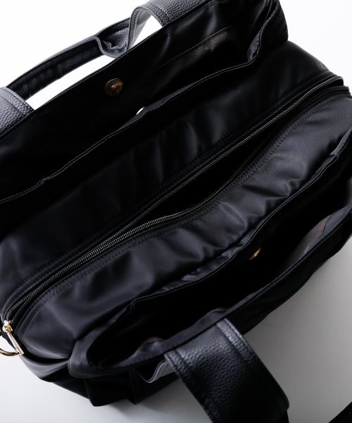 Fashion Letter(ファッションレター)/たっぷりのマチと9ヶ所あるポケットで荷物を整頓しやすいトートバッグ。2way スクエア バッグ レザー 大容量 a4 レディース 大きめ マチあり 通勤バッグ /img12
