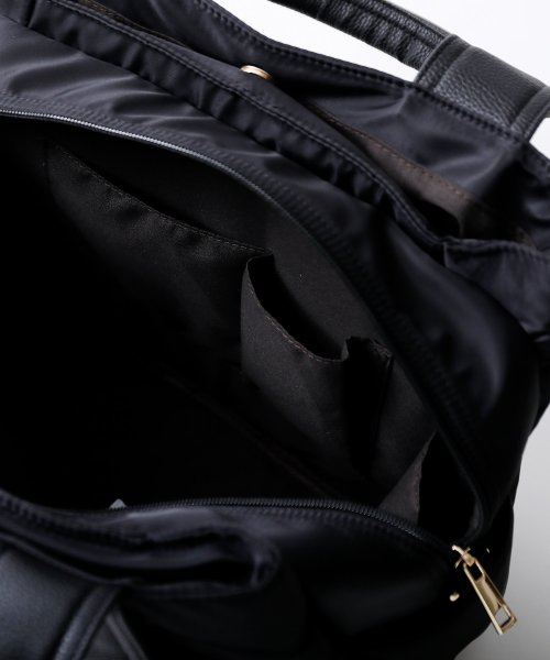 Fashion Letter(ファッションレター)/たっぷりのマチと9ヶ所あるポケットで荷物を整頓しやすいトートバッグ。2way スクエア バッグ レザー 大容量 a4 レディース 大きめ マチあり 通勤バッグ /img13
